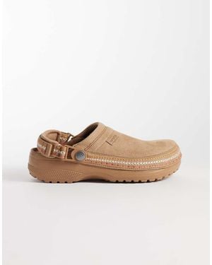 Crocs™ Crafted Vegan Suede Stitch Clogs - White