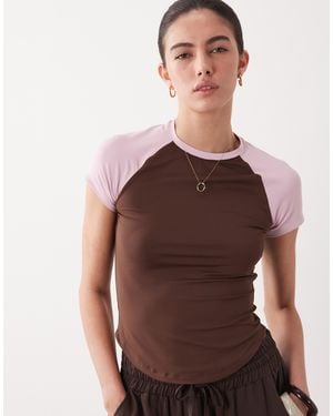 ASOS Polyamide Baby Tee Baseball Top - Brown