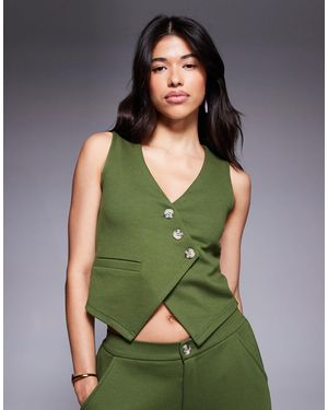 ASOS Co-ord Jersey Twill Asymmetric Waistcoat Top - Green