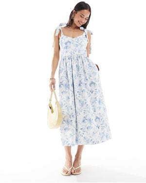 French Connection Tie Shoulder Midi Dress - Blue