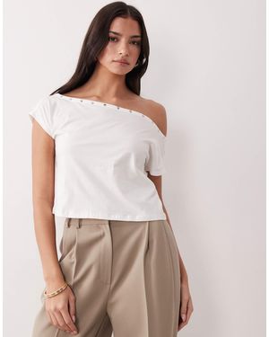 Motel Bizzy Studded Top - White