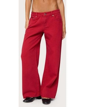 Edikted Petite Roman Low Rise Slouchy Jeans - Red
