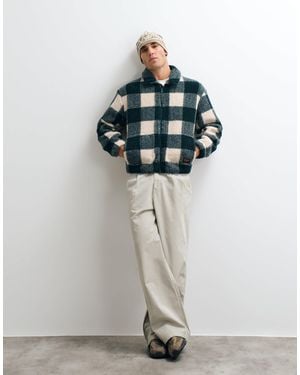 Parlez Province Check Borg Jacket - Green
