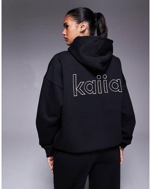 Kaiia Felpa Con Cappuccio Oversize Nera E Rosa Con Dettaglio Del Logo Sul Retro - Blu