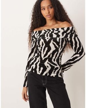 Vila Long Sleeve Off Shoulder Top - Black