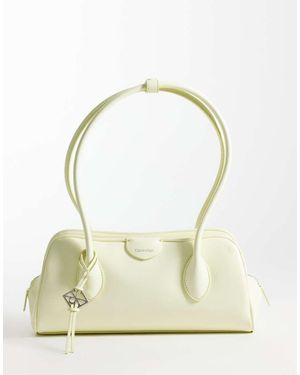 Calvin Klein Emblem Pebble Shoulder Bag - Natural