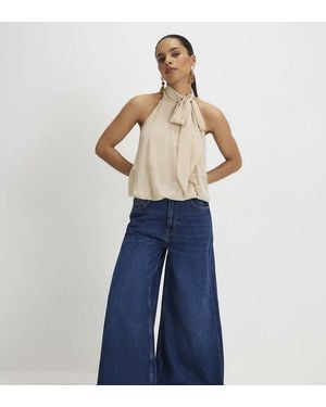 River Island High Waisted Soft Wide Leg Jeans - Blue