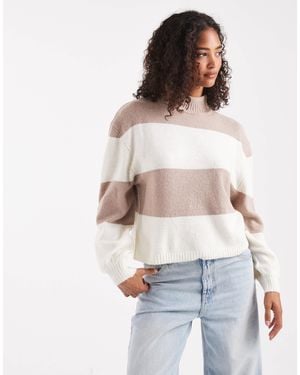 Brave Soul High Neck Knitted Sweater - White