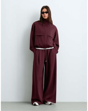 Oysho High-Neck Piqué Jacket With Cotton - Red