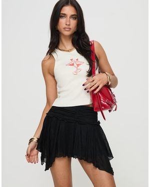 Princess Polly Ayra Lace Fairy Asymmetric Hem Mini Skirt - White
