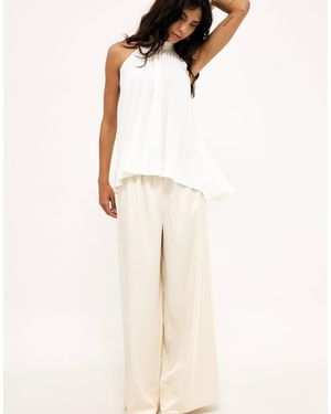 NA-KD Halterneck Flowy Tie Top - White