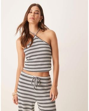 ASOS – neckholder-top mit streifen - Braun