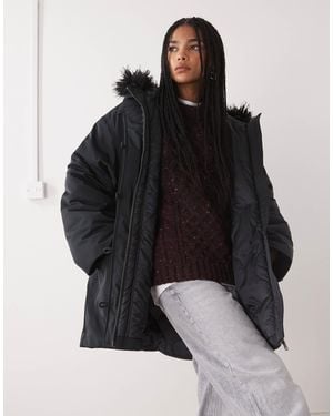 Weekday – oversize-parkamantel - Schwarz
