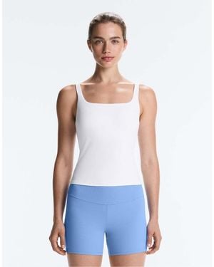 Oysho Long Square Neck Comfortlux Tank Top - White