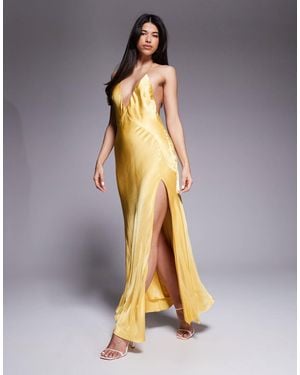 Bardot Yve Sequin Satin Halter Dress in Green | Lyst