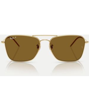 Ray-Ban – caravan – eckige, polarisierte sonnenbrille - Natur