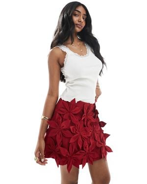 ASOS 3d Floral Mini Skirt - Red