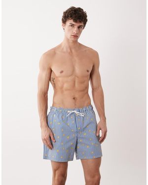 Jack & Jones Lemon Print Swim Shorts - Blue