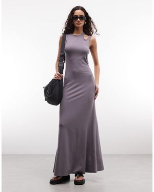 Weekday Vestido Largo Color Ciruela Empolvado Con Espalda Abierta Y Detalle En El Hombro-Violeta - Morado