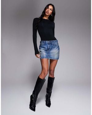 GOOD AMERICAN Coated Good 90s Mini Skirt - Blue