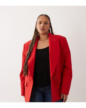 ASOS Asos Design Curve Power Shoulder Double Breasted Blazer - Red
