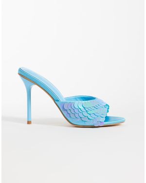 Glamorous Sandalias Azules De Tacón Con Lentejuelas