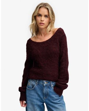 Superdry Pullover mit gebürsteter oberfläche und u-boot-ausschnitt - Rot