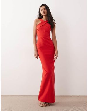 Vesper Bengaline Cross Front Detail Maxi Dress - Red