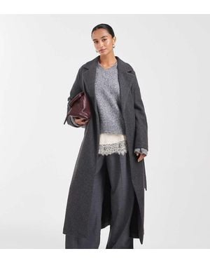 Vero Moda Extra Long Tie Waist Formal Coat - Grey