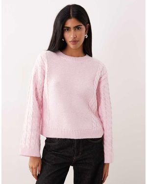 Vila Chunky Cable Knitted Jumper - Pink
