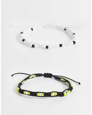 ASOS 2 Pack Braided Beaded Bracelet - Grey