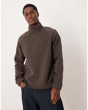 ARKET Half Zip Fleece Sweatshirt - Brown