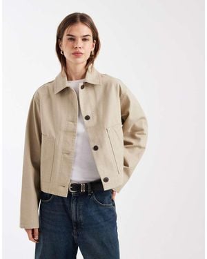 ASOS Short Cotton Harrington Jacket - Natural