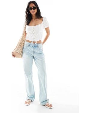 Stradivarius Petite D03 Low Waisted Straight Leg Jean - Blue