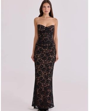 House Of Cb Solaine + Blush Lace Corset Maxi Dress - Blue