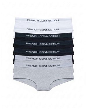 French Connection 7 Pack Cotton Ladies Hipster Full Briefs - White