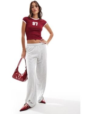 Bershka Joggers Jaspeado De Pernera Ancha De - Rojo