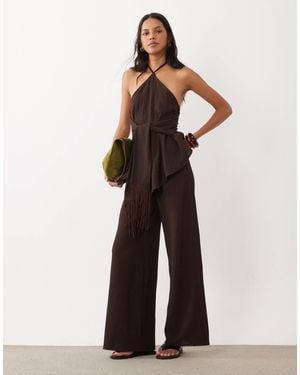 ASOS – strukturierte hose mit weitem bein - Braun