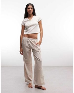 Daisy Street Ajourgebreide Pyjamatop En Broek Met Gingham Ruit - Wit