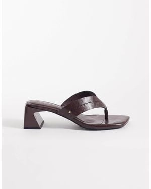 ASOS Honest Toe Thong Block Heeled Sandals - Brown
