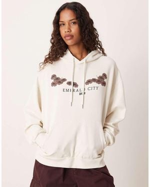 ASOS Unisex Relaxed Hoodie With Wicked Print - Natural
