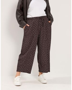 Yours Clothing Polka Dot Barrel Trousers - Brown