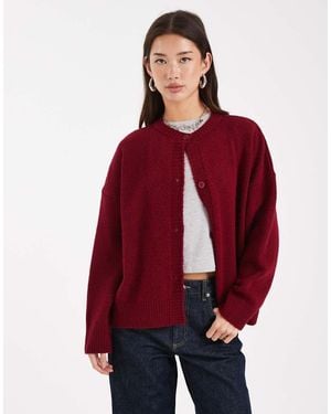 Collusion Oversized Crew Neck Cardigan - Red