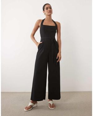 Mango Tuta Jumpsuit Allacciata Al Collo Nera - Nero