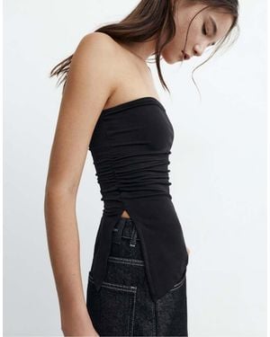 Pull&Bear Asymmetric Bandeau Top - Blue