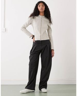 Weekday Veste ajustée à fermeture éclair - taupe clair - Blanc