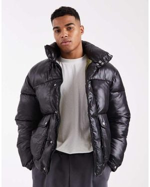 Jack & Jones Puffer Jacket With High Shine - Black