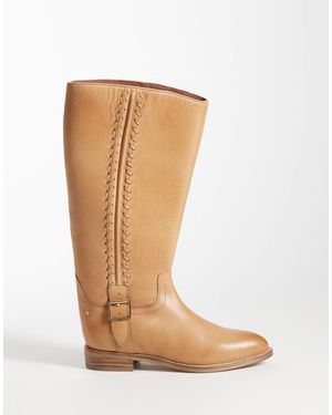Bronx Leni-jo - bottes cavalières hauteur genou en cuir - naturel - Blanc