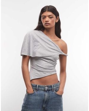 Collusion Drapey Asymmetric One-Shoulder Top - Grey