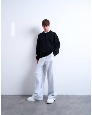 TOPMAN Joggingbroek Van Zware Stof Met Rechte Pijpen - Wit